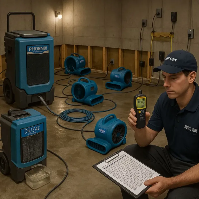 Structural Drying and Dehumidification process in Coral Hills, MD